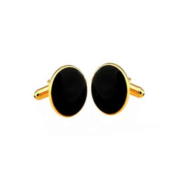 Black Round Gold Cufflinks