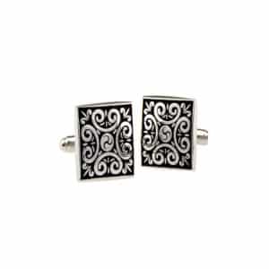 Black & Silver Patterned Cufflinks