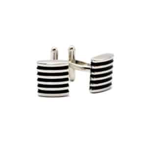Black & Silver Stripe Cufflinks
