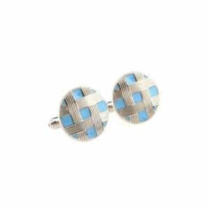 Blue Round Cross Cufflinks