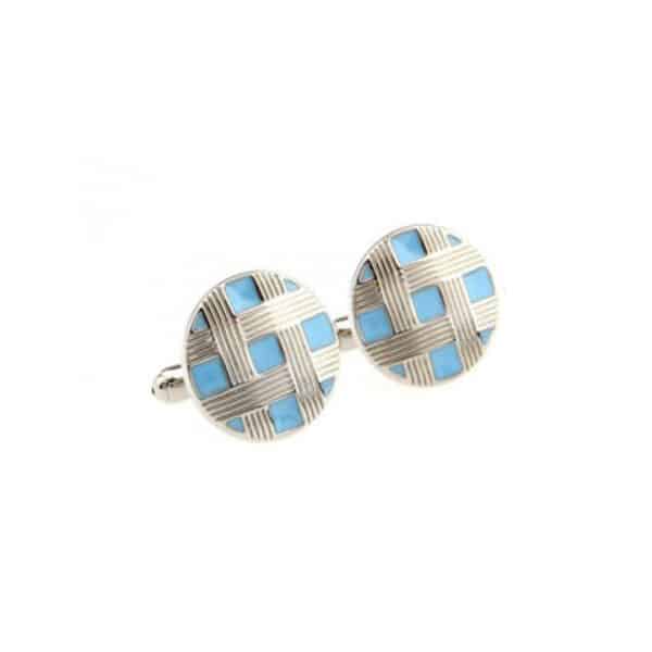 Blue Round Cross Cufflinks