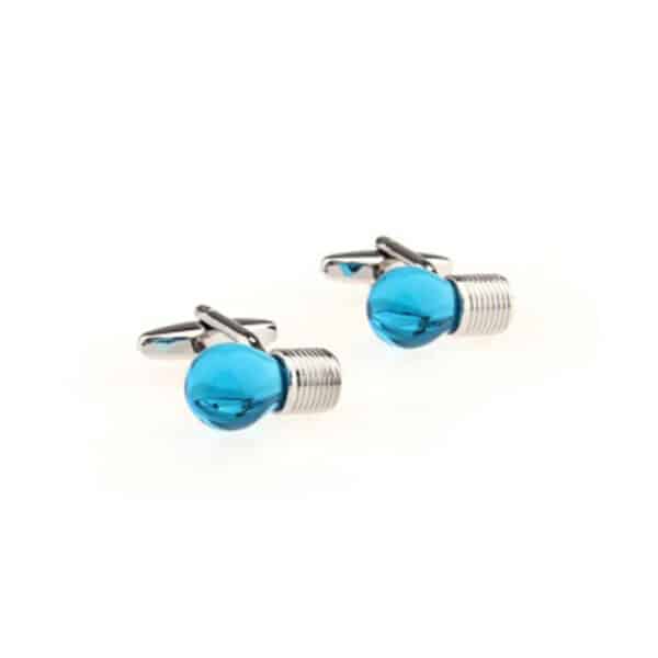 Lightbulb Blue Cufflinks Blue may vary from image