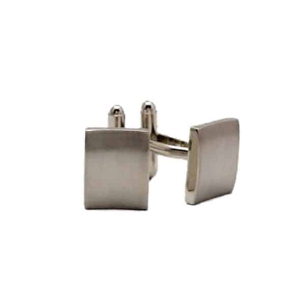 Brushed Silver Rectangle Cufflinks