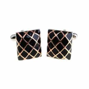 Black Black & Gold Diamond Cufflinks