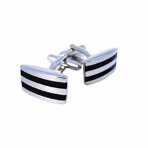 Black Silver & Stripe Cufflinks