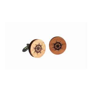 Wood Ships Wheel Cufflinks