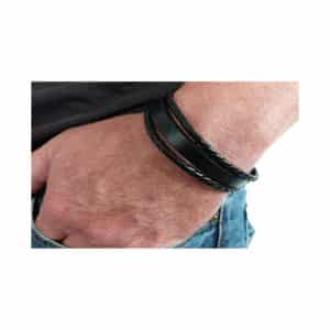 Chunky Black Leather Bracel