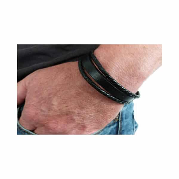 Chunky Black Leather Bracel