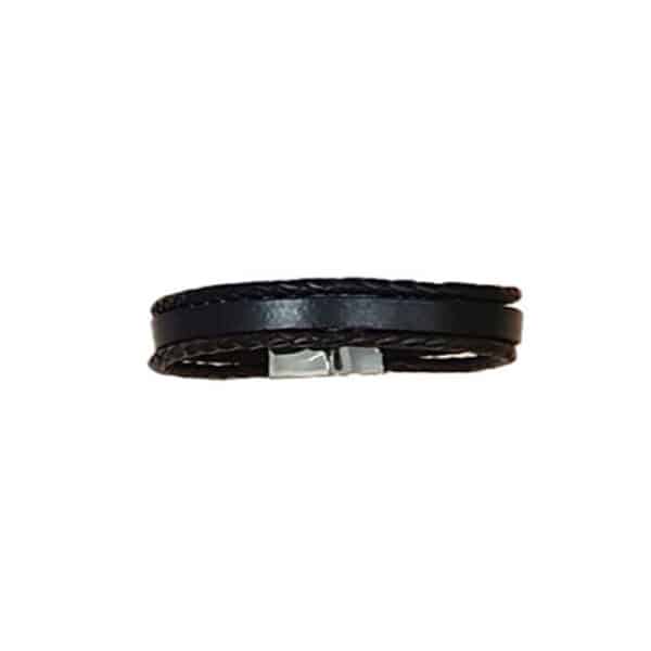 Chunky Black Leather Bracel